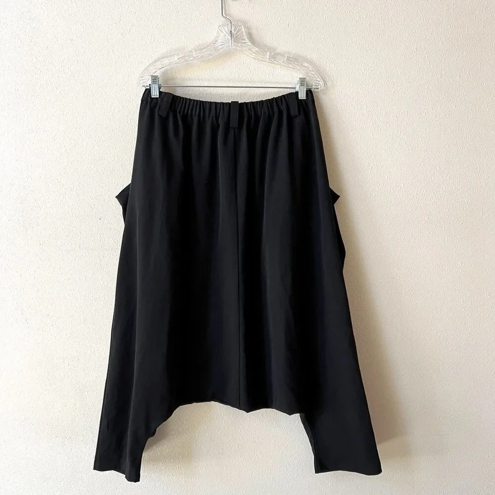 Moyuru Black Harem Pants Size Large With Pockets Artsy Lagenlook Rayon Polyester - Picture 5 of 5